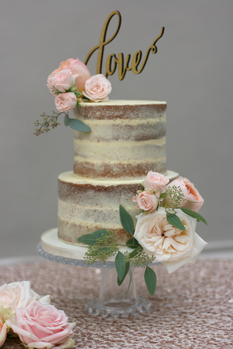 Romantic semi-naked wedding cake