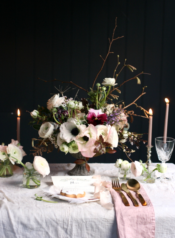 Flower arrangement for wedding table by Leigh Chappell Flowers