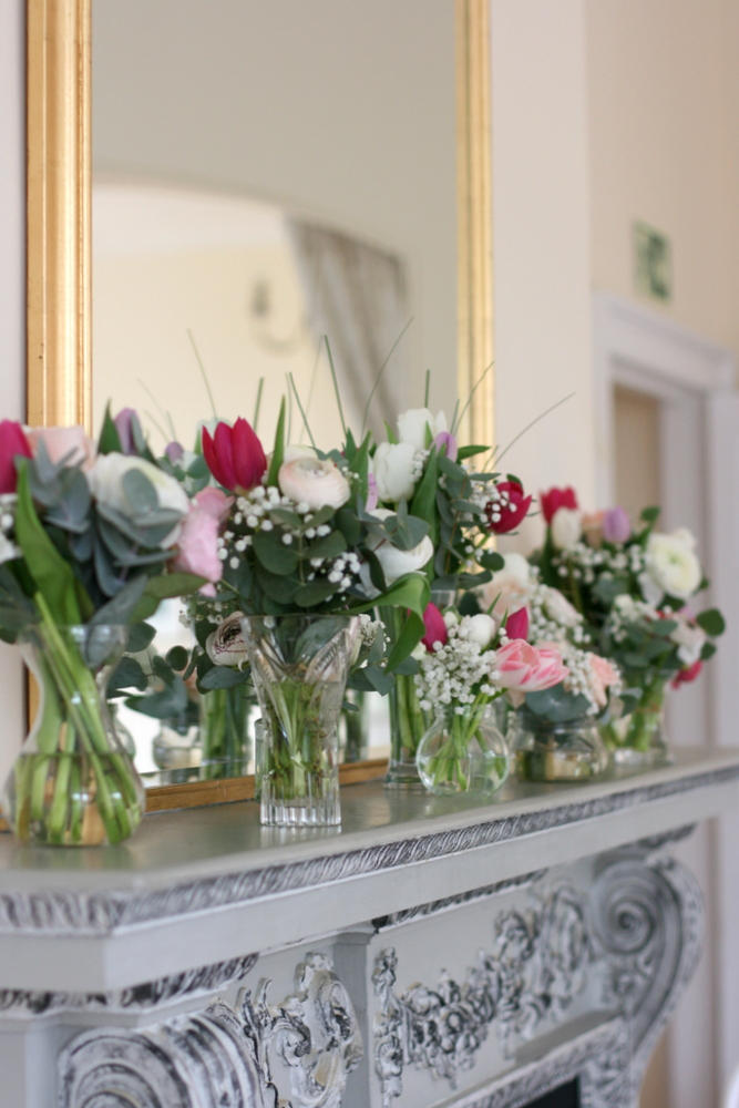 pring tulips, ranunculus and roses for Pembroke Lodge wedding