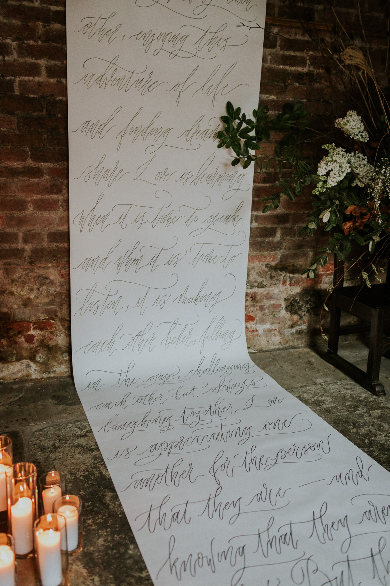 Modern ceremony banner with calligraphy by Mathilda Lundin