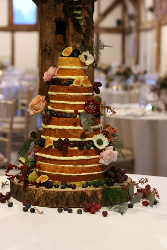 Naked cake for a Romantic Barn Wedding at Loseley Park, Surrey