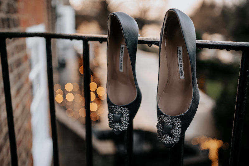 Bridal shoes in blue | Manolo Blahnik | Bingham Riverhouse Richmond upon Thames UK | The Unscripted