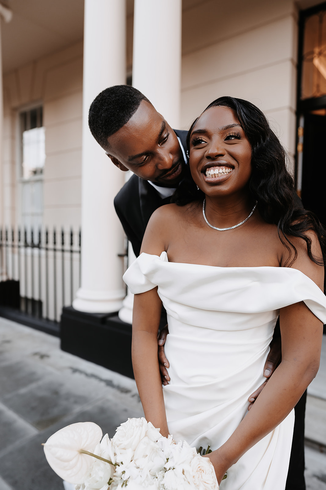 Modern stylish London bridal couple | Lunn Shapiro photography