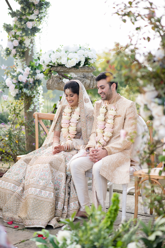 Luxury Asian wedding with bride and groom having outdoor Hindu ceremony at Euridge Manor | Cotswolds
