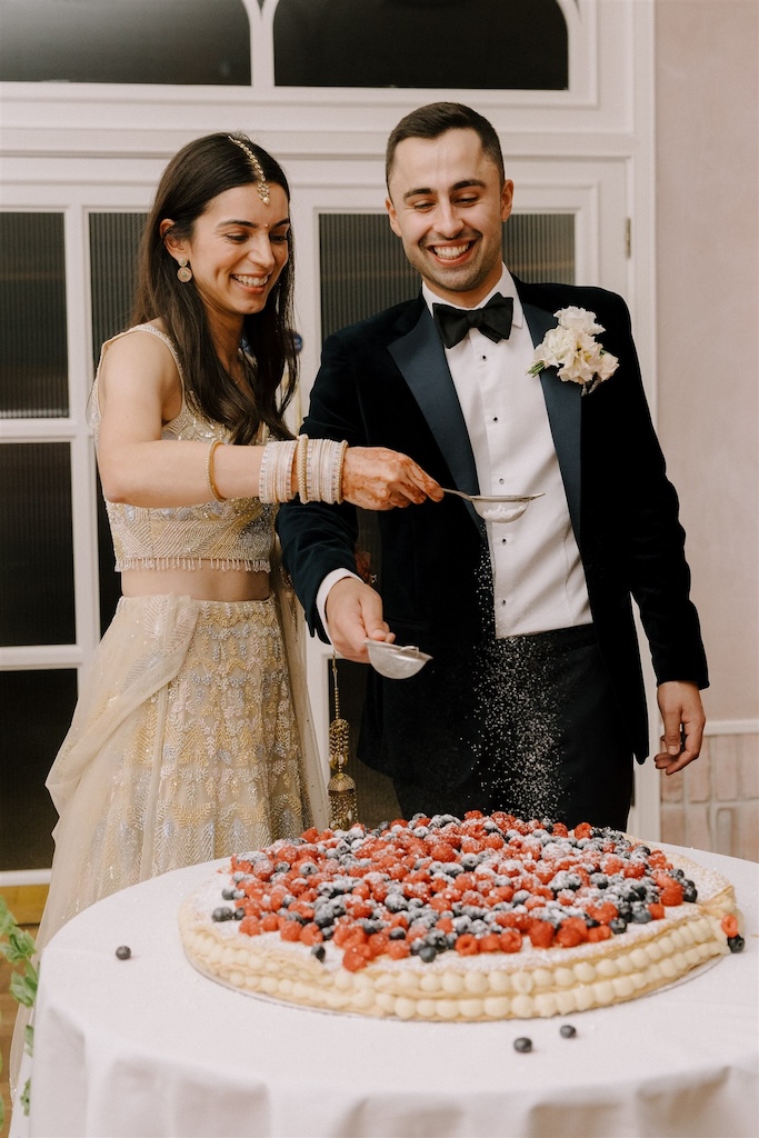 Millefeuille wedding cake at Limekiln Sussex for multicultural wedding